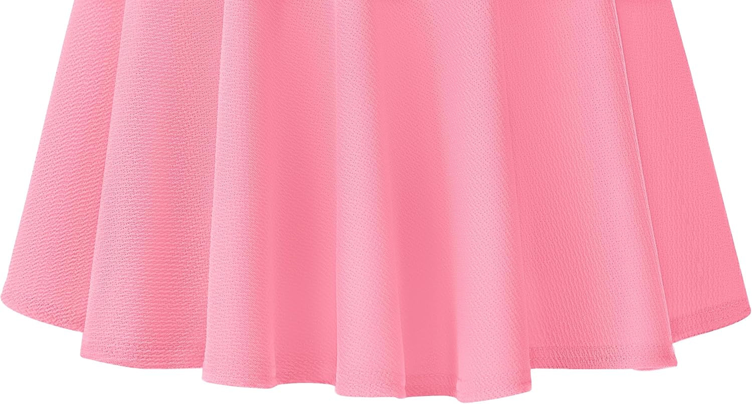 Women'S Basic Midi Skirt Versatile Stretchy Flared Casual High Waisted Skirt